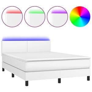 vidaXL Sommier &agrave; lattes de lit avec matelas et LED Blanc 140x200 cm