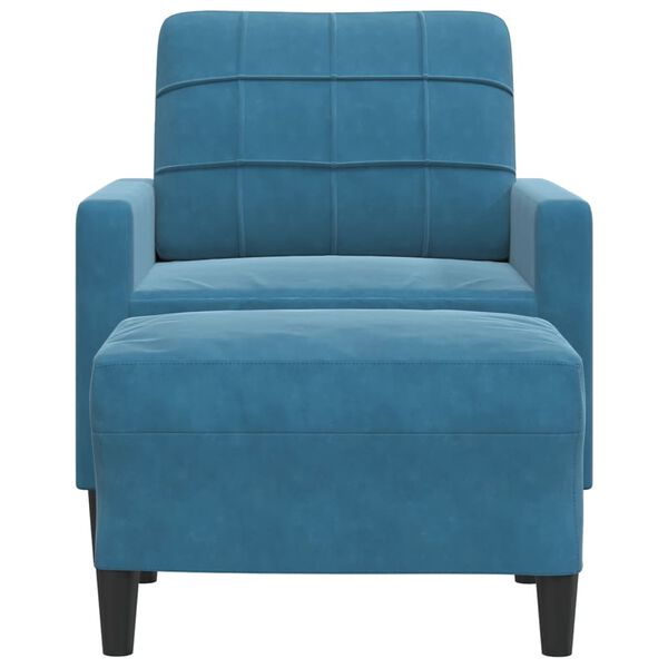 vidaXL Fauteuil avec repose-pied Bleu 60 cm Velours