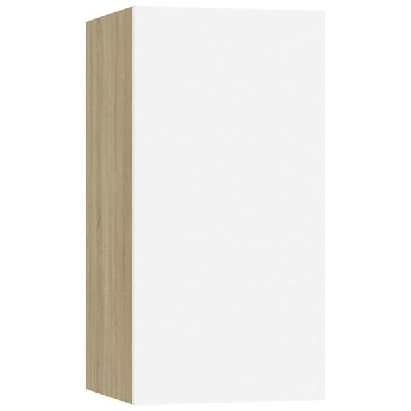 vidaXL Meuble TV Blanc et ch&ecirc;ne sonoma 30,5x30x60 cm Bois d&rsquo;ing&eacute;nierie