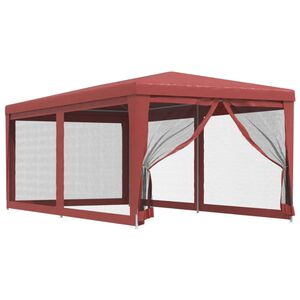 vidaXL Tente de f&ecirc;te avec 6 parois lat&eacute;rales en maille Rouge 3x6m PEHD