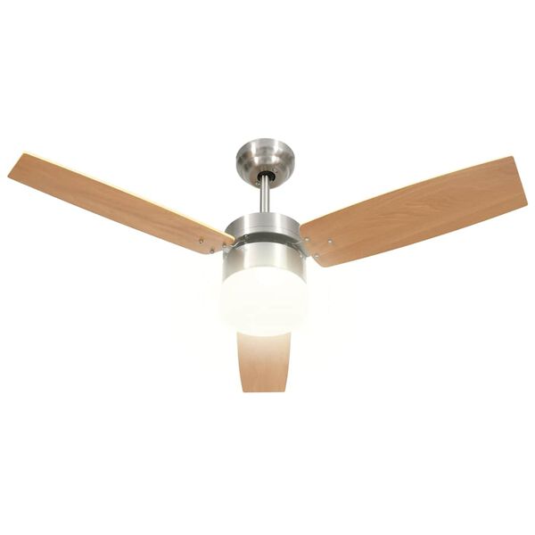 vidaXL Ventilateur de plafond lampe et t&eacute;l&eacute;commande 108cm Marron clair