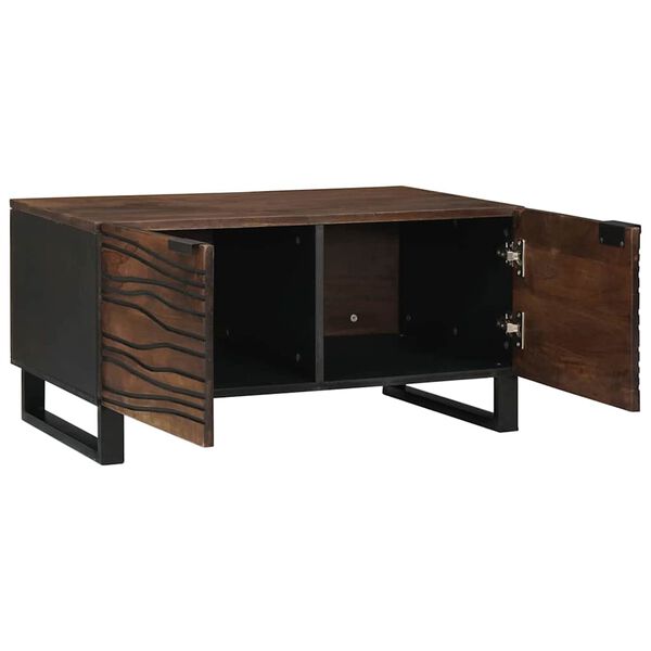 vidaXL Table basse Marron et Noir 80 x 50 x 40 cm Bois d'acacia massif