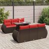 vidaXL Salon de jardin avec coussins 7pcs marron r&eacute;sine tress&eacute;e acacia