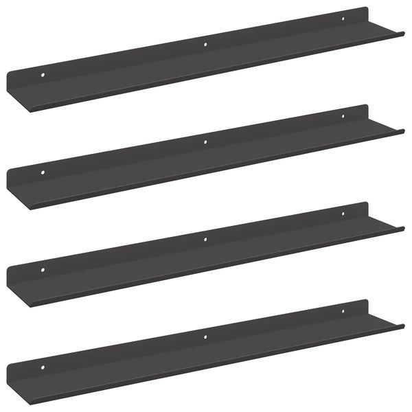 vidaXL &Eacute;tag&egrave;re flottante 4 pcs Noir 60 x 8,5 x 2,5 cm Acier