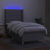 vidaXL Sommier &agrave; lattes de lit matelas LED Gris clair 90x200cm Tissu