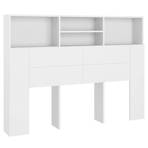 vidaXL Armoire &agrave; t&ecirc;te de lit Blanc 140x19x103,5 cm