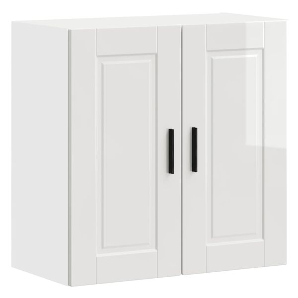 vidaXL Armoire murale de cuisine Porto blanc brillant bois ing&eacute;nierie