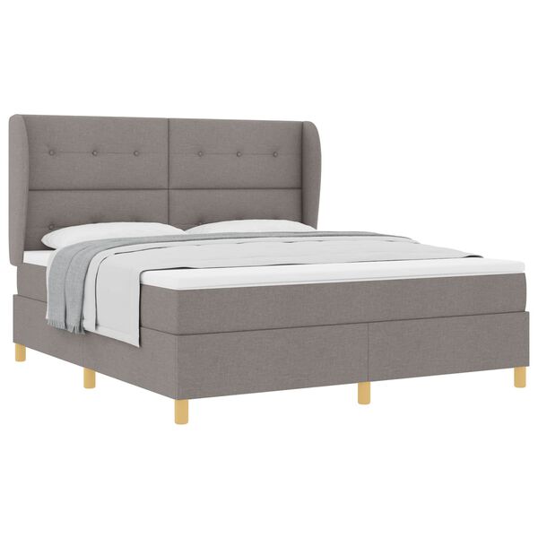 vidaXL Lit &agrave; ressorts avec matelas gris fonc&eacute; 90x190 cm Taupe tissu