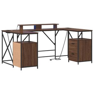 vidaXL Bureau Ch&ecirc;ne brun 182 x 101 x 87,5 cm Bois d'ing&eacute;nierie