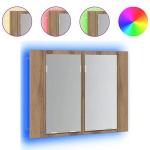 vidaXL Armoire &agrave; miroir LED ch&ecirc;ne artisanal 60x12x45cm bois ing&eacute;nierie