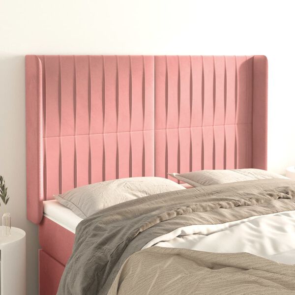 vidaXL T&ecirc;te de lit avec oreilles Rose 147x16x118/128 cm Velours