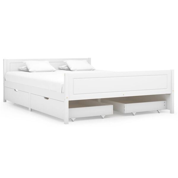 vidaXL Cadre de lit sans matelas blanc bois de pin massif 140x200 cm
