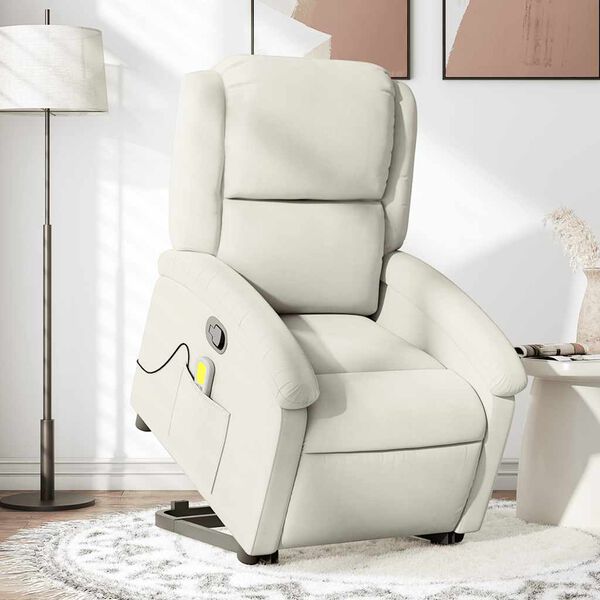 vidaXL Fauteuil de massage inclinable Cr&egrave;me Velours