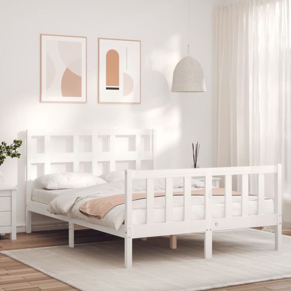 vidaXL Cadre de lit sans matelas blanc bois de pin massif