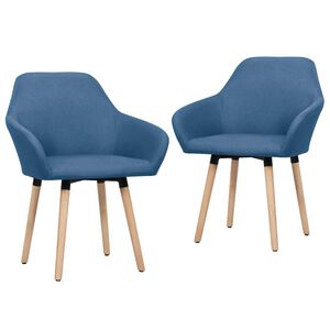 vidaXL Chaises &agrave; manger lot de 2 bleu tissu