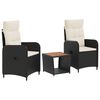 vidaXL Ensemble de salon de jardin 3 pc Noir et blanc cr&egrave;me