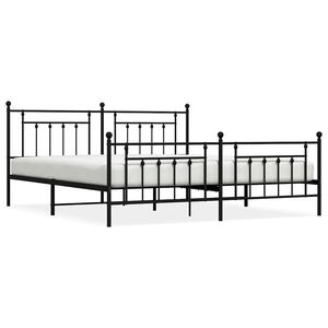 vidaXL Cadre de lit m&eacute;tal sans matelas avec pied de lit noir 193x203cm