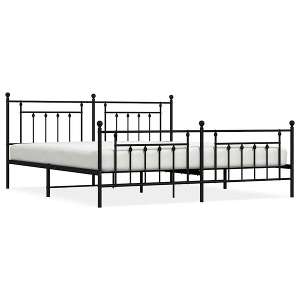 vidaXL Cadre de lit métal sans matelas avec pied de lit noir 193x203cm