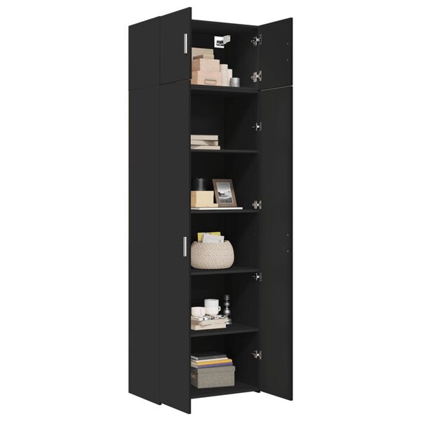 vidaXL Armoire de rangement noir 70x42,5x225 cm bois d'ing&eacute;nierie