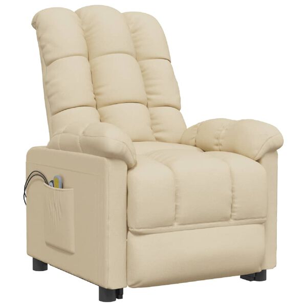 vidaXL Fauteuil de massage Crème Tissu