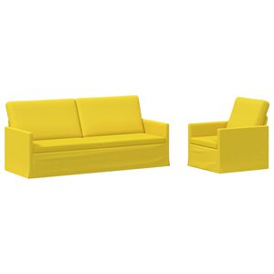 vidaXL Ensemble de Canap&eacute;s 2 pcs Jaune clair Tissu