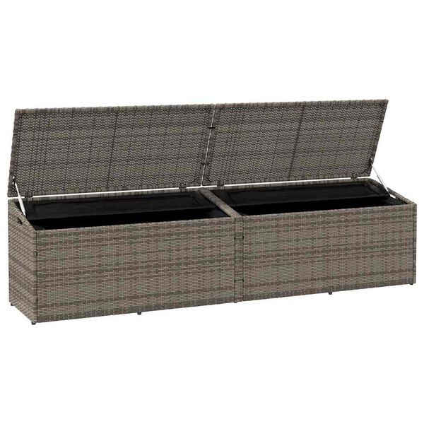 vidaXL Boîte de rangement de jardin gris 220x50x58 cm résine tressée