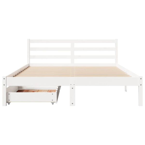 vidaXL Cadre de lit sans matelas blanc 150x200 cm bois de pin massif