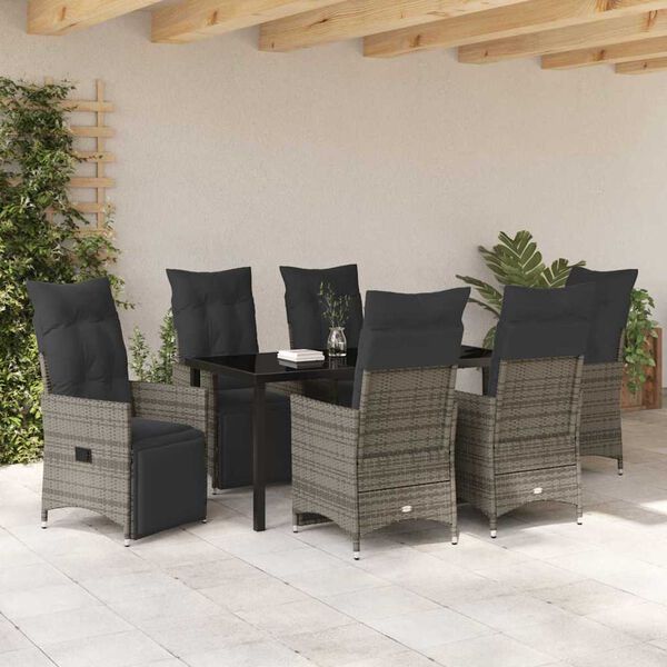 vidaXL Ensemble de salle à manger pour jardin 7 pcs Gris polyrotin