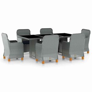 vidaXL Ensemble &agrave; manger d'ext&eacute;rieur et coussins 7 pcs r&eacute;sine tress&eacute;e
