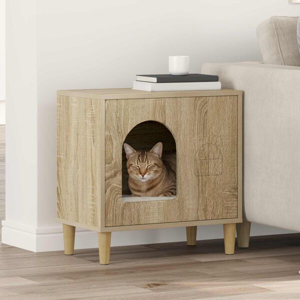 vidaXL Maison pour chat Sonoma 51 x 30 x 52 cm Bois d'ing&eacute;nierie