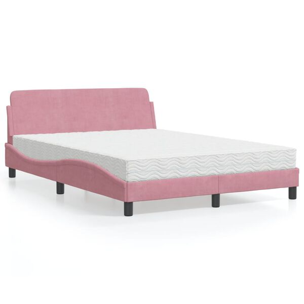 vidaXL Lit avec matelas Dover rose 140x190 cm velours