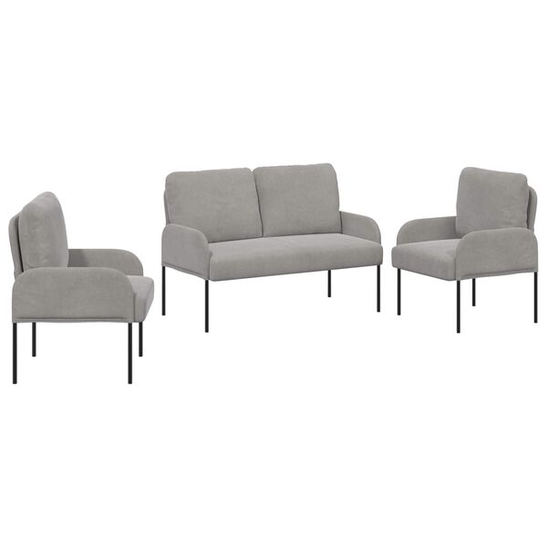 vidaXL Ensembles de canap&eacute;s 3 pcs Gris clair 115 x 56 x 80 cm