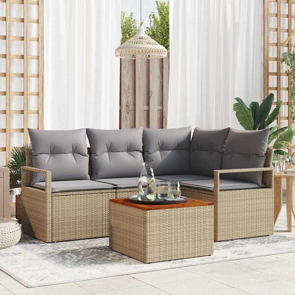 vidaXL Ensemble de canap&eacute; de jardin 5 pcs Beige et Gris clair