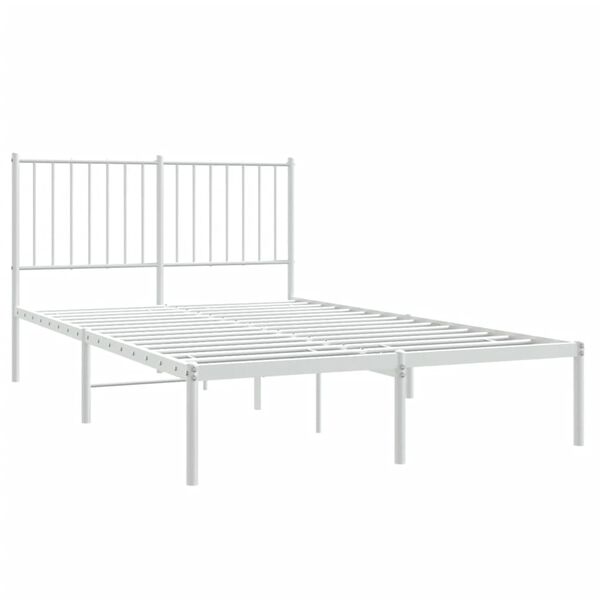 vidaXL Cadre de lit m&eacute;tal sans matelas et t&ecirc;te de lit blanc 120x200 cm