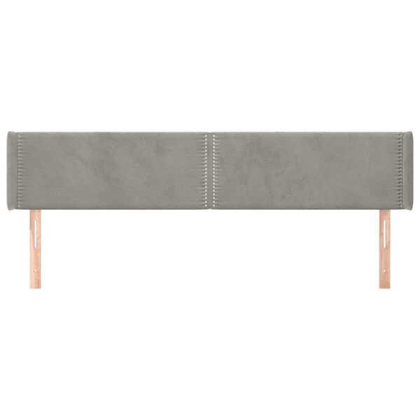 vidaXL T&ecirc;te de lit avec oreilles Gris clair 163x16x78/88 cm Velours