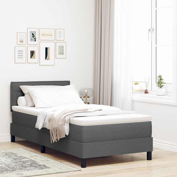 vidaXL Lit &agrave; ressorts avec matelas Gris fonc&eacute; 100 x 200 cm tissu