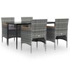 vidaXL Ensemble &agrave; manger de jardin et coussins 5pcs Gris/noir