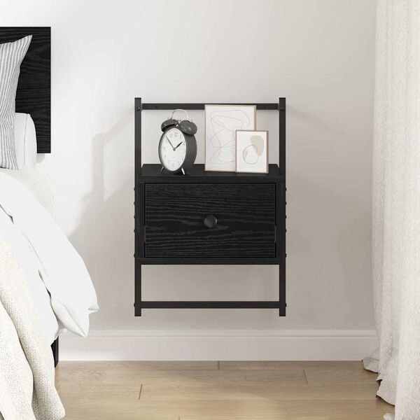 vidaXL Cabinet de chevet Ch&ecirc;ne noir 35 x 30 x 51 cm Bois d'ing&eacute;nierie