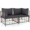 vidaXL Canap&eacute;s d'angle sectionnels avec coussins 2 pcs r&eacute;sine tress&eacute;e