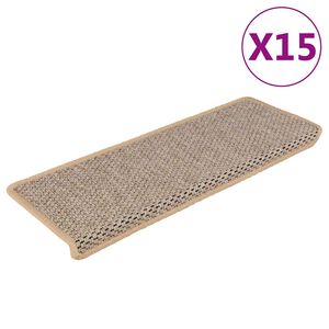 vidaXL Tapis d'escalier autocollants 15 pcs 65x21x4 cm Beige clair