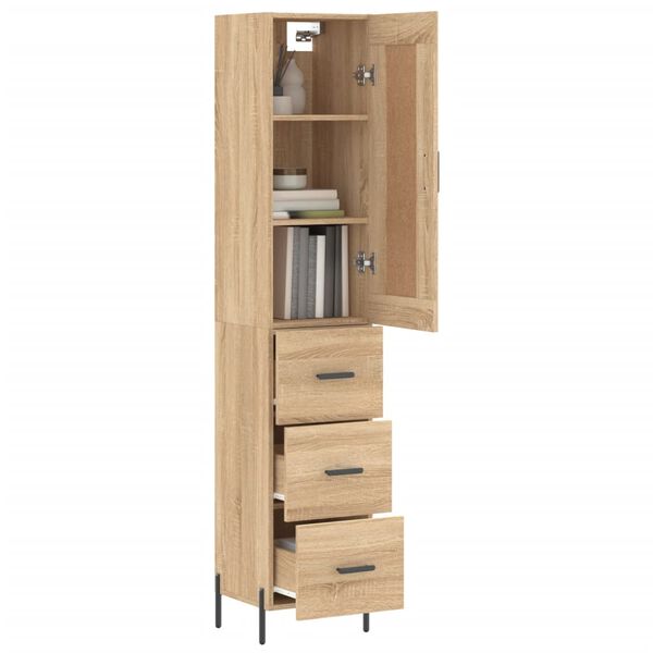 vidaXL Buffet haut Ch&ecirc;ne sonoma 34,5x34x180 cm Bois d'ing&eacute;nierie