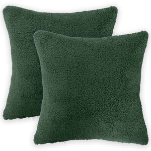 vidaXL Housse de coussin 2 pcs HEERLEN Vert fonc&eacute; 30 x 30 cm Boucl&eacute;