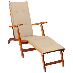 vidaXL Chaise longue d'ext&eacute;rieur repose-pied et coussin Acacia solide