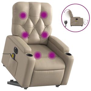vidaXL Fauteuil inclinable de massage &eacute;lectrique cappuccino similicuir