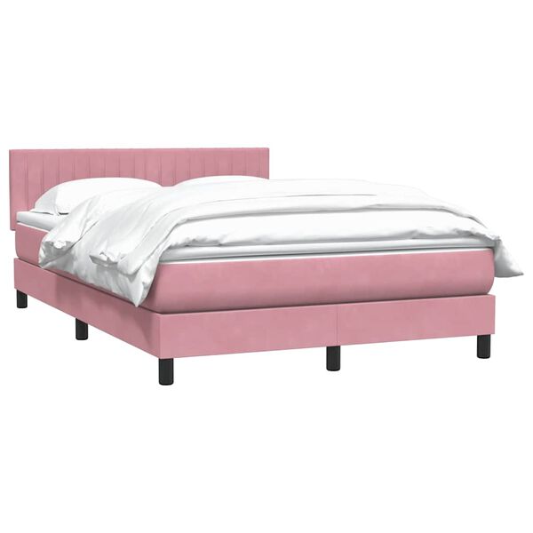 vidaXL Sommier &agrave; lattes de lit avec matelas rose 160x210 cm velours