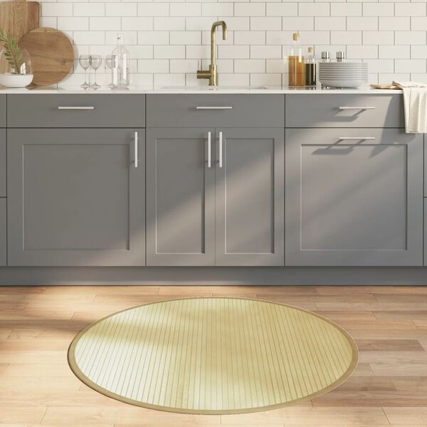 vidaXL Tapis rond naturel clair 100 cm bambou