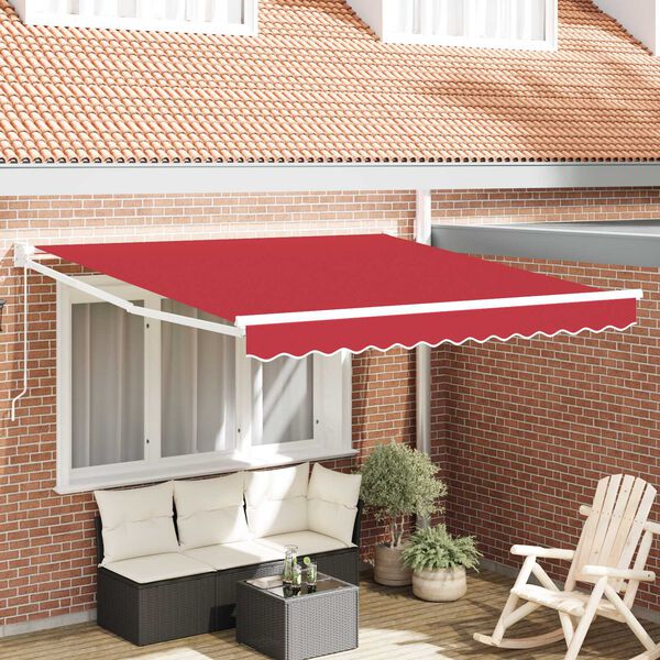 vidaXL Auvent R&eacute;tractable Rouge 350 x 250 cm tissu