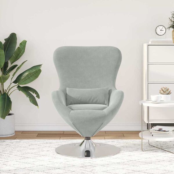 vidaXL Fauteuil &oelig;uf Gris clair Velours