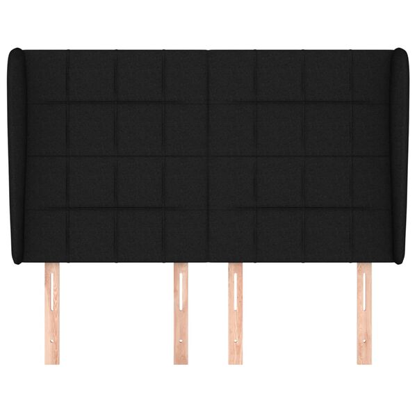 vidaXL T&ecirc;te de lit avec oreilles Noir 147x23x118/128 cm Tissu