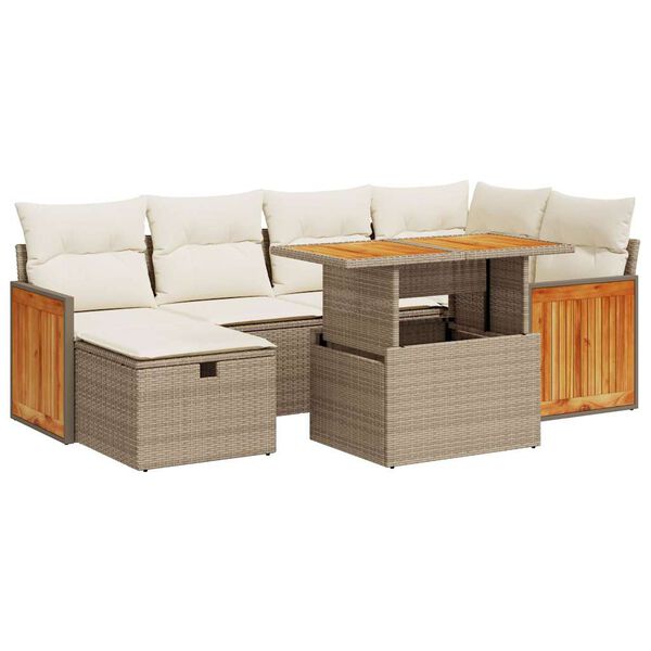 vidaXL Salon de jardin avec coussins 8 pcs beige résine tressée